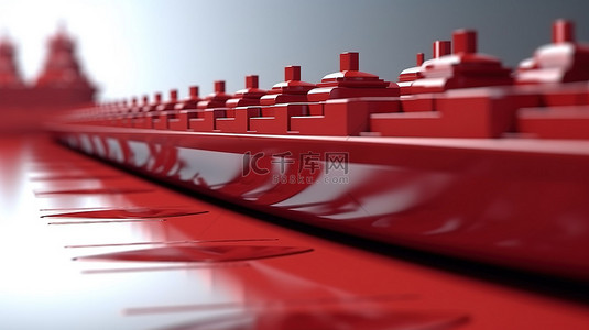 共同前进红色领导者的 3D 渲染激励其他船舶的领导力和商业理念
