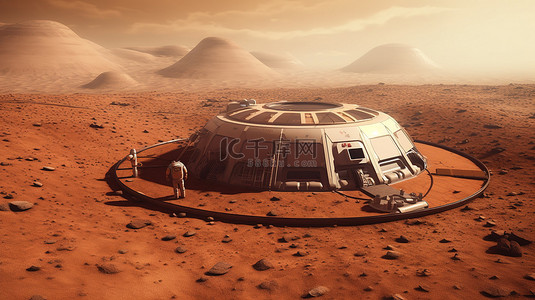 宇宙星球宇宙背景图片_火星基地概念在 3D 渲染中得到改进