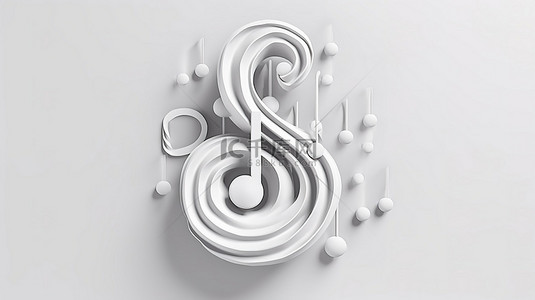 粘土高音谱号白色背景上音乐艺术的 3D 渲染