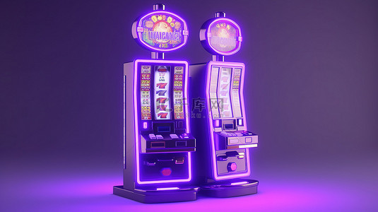 紫色按钮背景图片_赌博概念紫色背景设计，在 3d 老虎机优惠券上带有免费旋转芯片