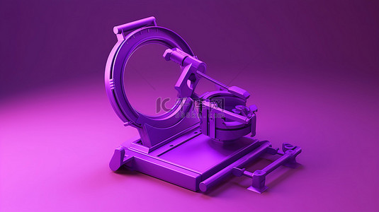 保护信息背景图片_紫色背景 3D 渲染上金属探测器扫描仪的创新设计