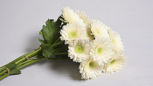 花店背景图片_白色花店填料 白色非洲菊 6 茎 fag1a
