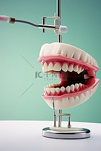 一个极其详细的牙科模型，展示了种植牙的工作原理