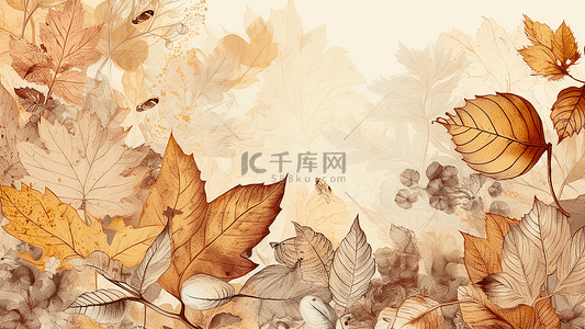 秋季黄色背景背景图片_秋天植物边框背景