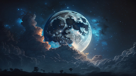 云背景图片_云层夜晚月球背景