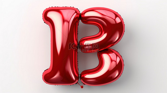 高级排版背景图片_金属红色字母 B 气球字体高级 3D 插图，具有逼真的氦气球