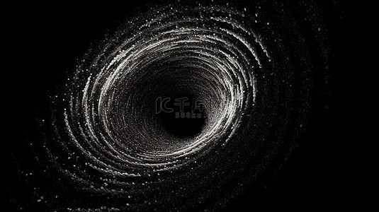 抽象粒子的黑色螺旋 3d 渲染插图