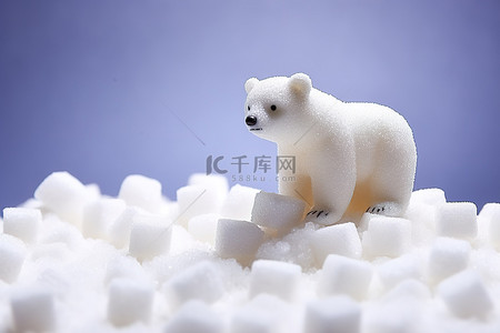 一只小熊背景图片_一只小熊站在一些白色的糖块上