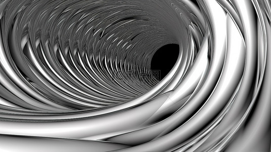 3d 银色隧道抽象背景中螺旋式三维带