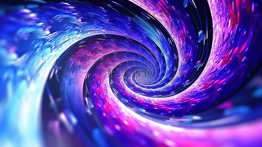 光泽蓝色背景图片_光泽蓝色和紫色螺旋抽象艺术品的 3D 渲染
