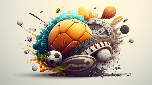 足球运动背景图片_运动体育用品插画