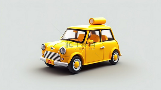爱健康背景图片_白色生态友好型微型出租车的卡通风格 3D 渲染