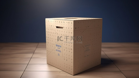 使用纸板箱作为选举日选票的骨灰盒 3D 渲染