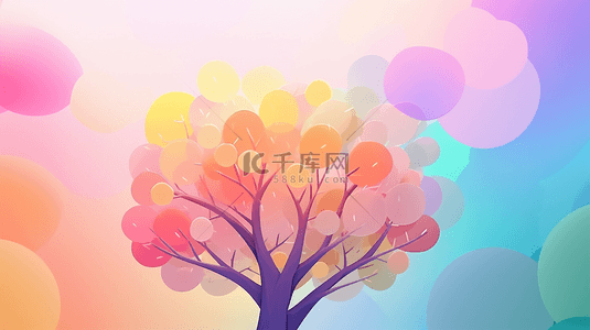 叶子装饰插画背景图片_五颜六色的树彩色背景创意装饰插画