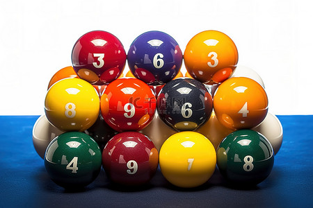 台球背景图片_四个带有数字的彩色台球相互叠放