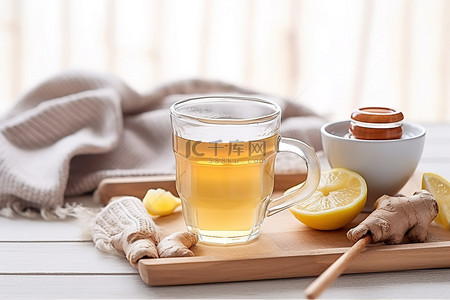 蜂蜜柠檬背景图片_茶蜂蜜柠檬和姜在桌子上