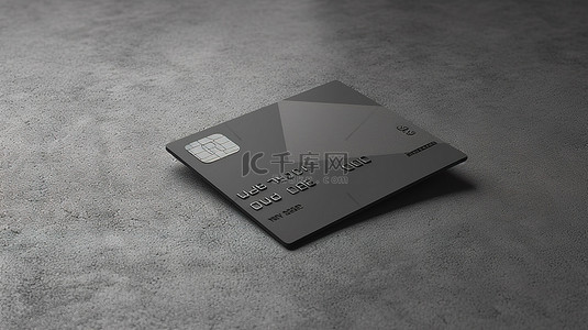 灰色背景信用卡样机 3d 渲染