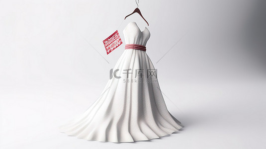 服装背景图片_白色背景下织物服装标签上小尺寸标志的 3D 渲染