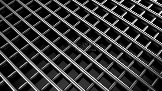 钢铁生产背景图片_黑钢格栅镀锌金属格栅的 3d 插图