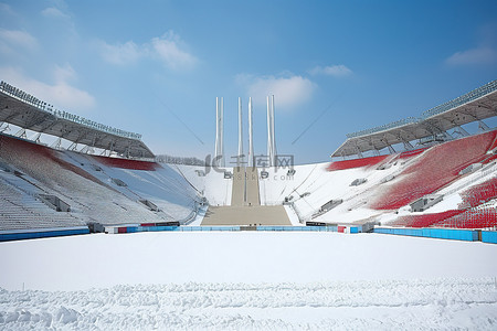 庆日国家体育场下雪了