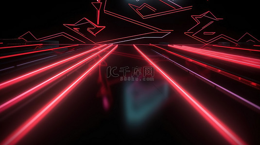 运动 3d 渲染中的霓虹灯装饰赛道
