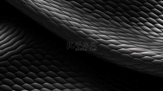 黑色背景图片_3D 渲染中具有碳纤维图案的抽象波浪背景