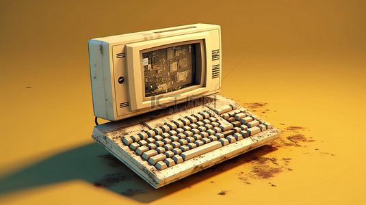 老式计算机背景图片_3d 老式计算机