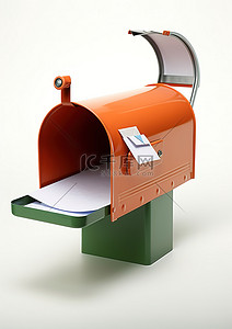 一个打开的绿色橙色塑料邮箱