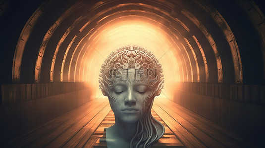 心灵鸡汤字背景图片_通往自由的途径心灵大脑和精神的 3D 渲染