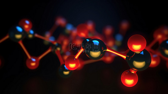 共价结合分子和细胞内化学键的 3d 渲染与液滴和气泡背景