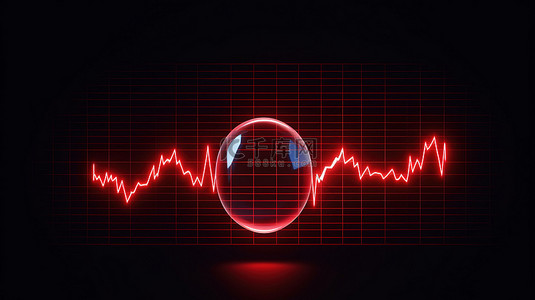 医院图标背景图片_语音气泡医疗图标，带有 3D 渲染的红色心跳监视器脉冲线插图，非常适合医疗保健网站和应用程序