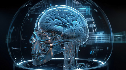 人工智能机器人在渲染中对 X 射线脑部断层扫描进行 3D 分析