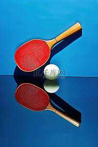 球赛背景图片_网球拍和球放置在蓝色表面上
