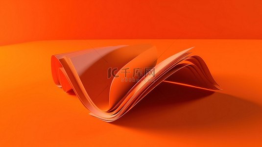 可爱的封面背景图片_橙色背景与 3d 呈现的书