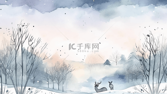 冬天松树背景图片_冬天雪景插画背景