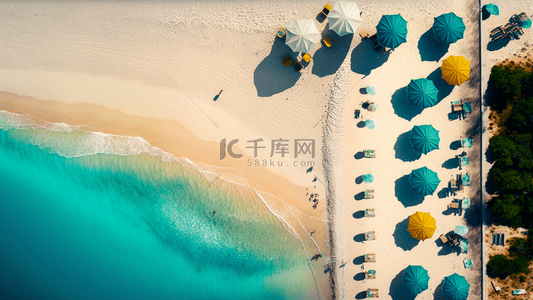 卡通夏日海边背景图片_夏日海边度假遮阳伞背景