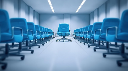 引领潮流背景图片_赋予领导力 3D 渲染的蓝色办公椅引领潮流