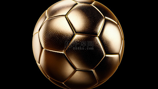 踢足球的运动员背景图片_具有金色饰面和独立剪切路径的皮革纹理足球的 3D 渲染