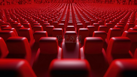 投影背景图片_令人惊叹的电影院 3D 渲染，配有一排红色卡通软椅