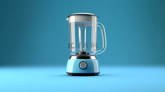 榨汁机背景图片_蓝色背景下的现代厨房辅助设备 3D 渲染现代搅拌机