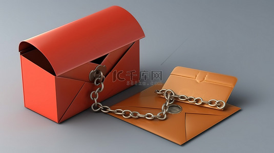 安全信封背景图片_3d 渲染的挂锁和隔离的信封