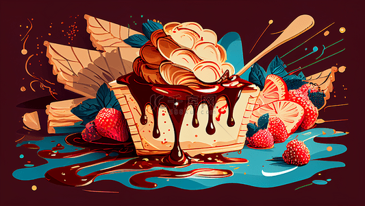 甜品奶油巧克力蛋糕背景
