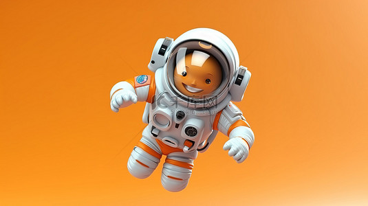 形象生动背景图片_生动的 3D 宇航员卡通