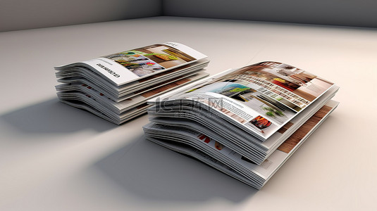 杂志目录页背景图片_3D 渲染杂志设计