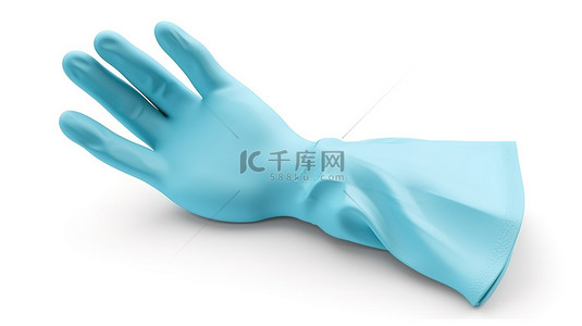 医用手套 3D 图标在白色背景上呈现，带有剪切路径