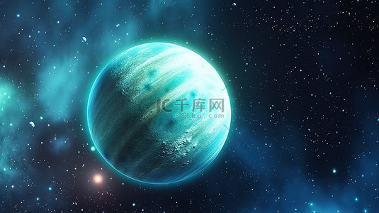 浩瀚太空中天王星的 3D 渲染