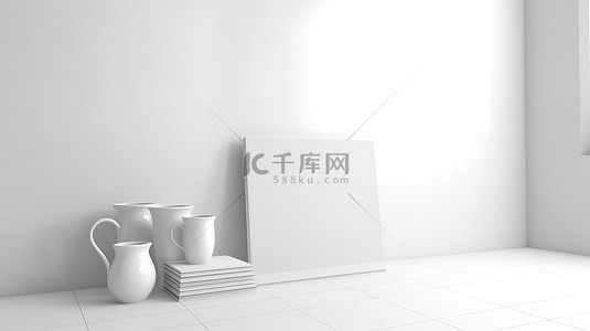桌面背景咖啡背景图片_白色背景上的空白笔记本和产品显示非常适合您的想象力3D 渲染