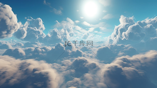云背景图片_3d 渲染的天空装饰着雄伟的云彩