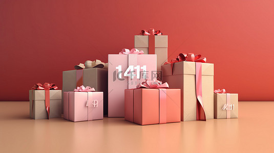 单日销售活动礼品盒的 3d 渲染图