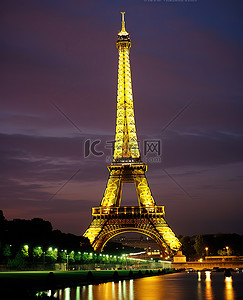 巴黎背景图片_黄昏时分的埃菲尔铁塔 巴黎埃菲尔铁塔的照片